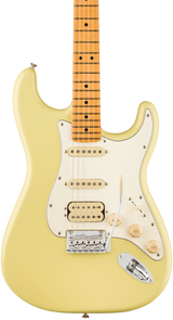 Front of Fender Player II Stratocaster HSS Maple Fingerboard Hialeah Yellow.