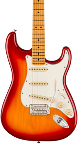Front of Fender Player II Stratocaster Maple Fingerboard Aged Cherry Burst.