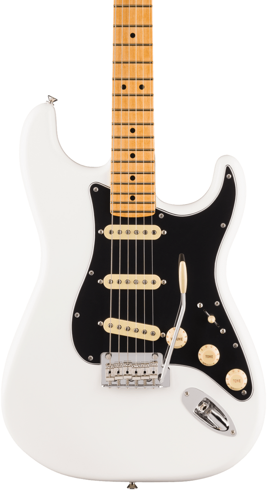 Front of Fender Player II Stratocaster Maple Fingerboard Polar White.