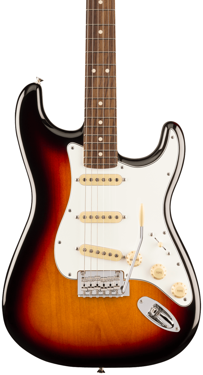 Front of Fender Player II Stratocaster Rosewood Fingerboard 3-Color Sunburst.