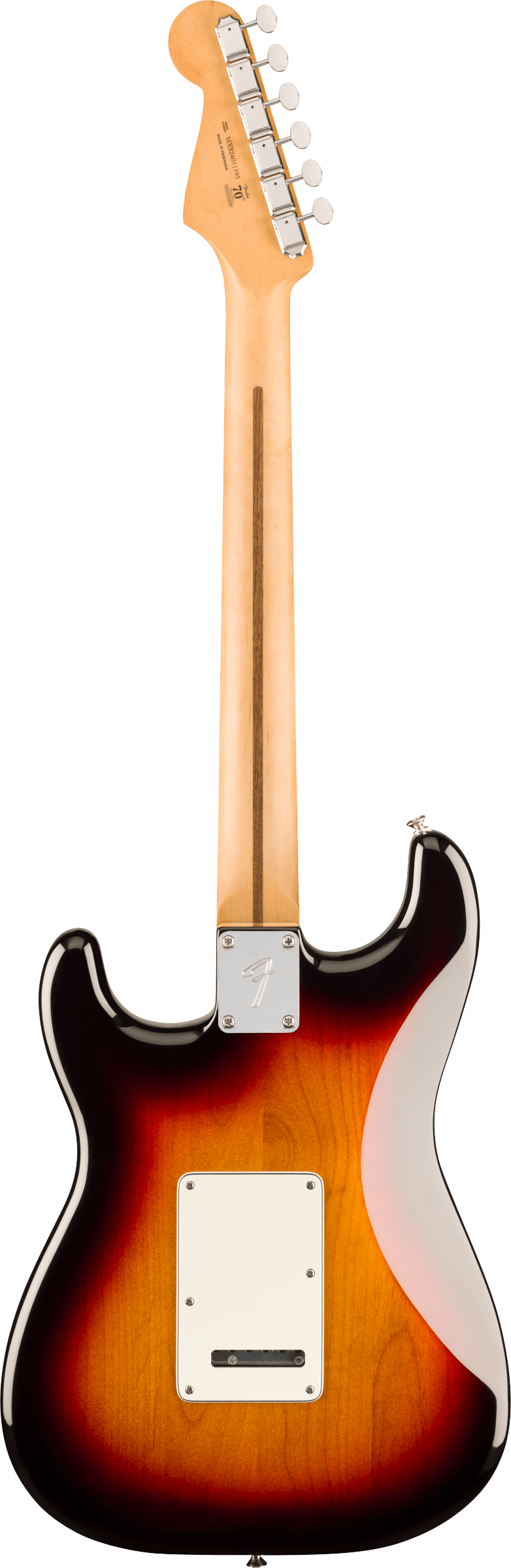 Back of Fender Player II Stratocaster Rosewood Fingerboard 3-Color Sunburst.