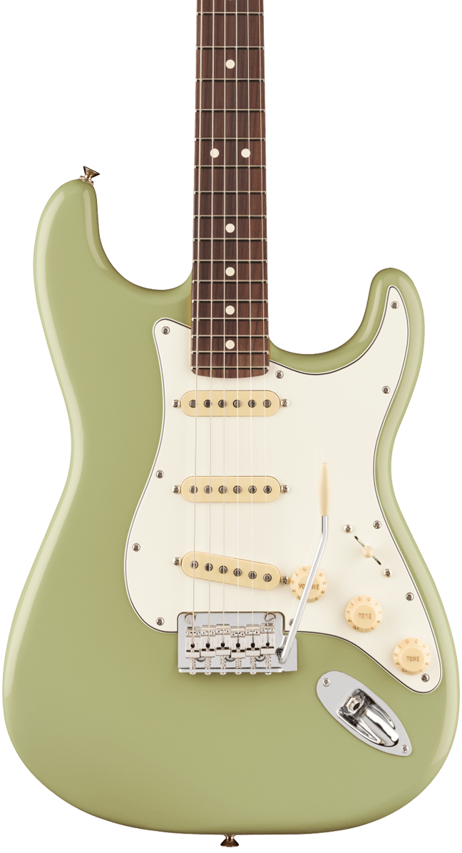 Front of Fender Player II Stratocaster Rosewood Fingerboard Birch Green.