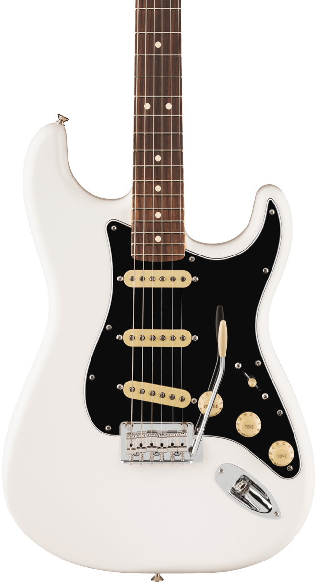 Front of Fender Player II Stratocaster Rosewood Fingerboard Polar White.