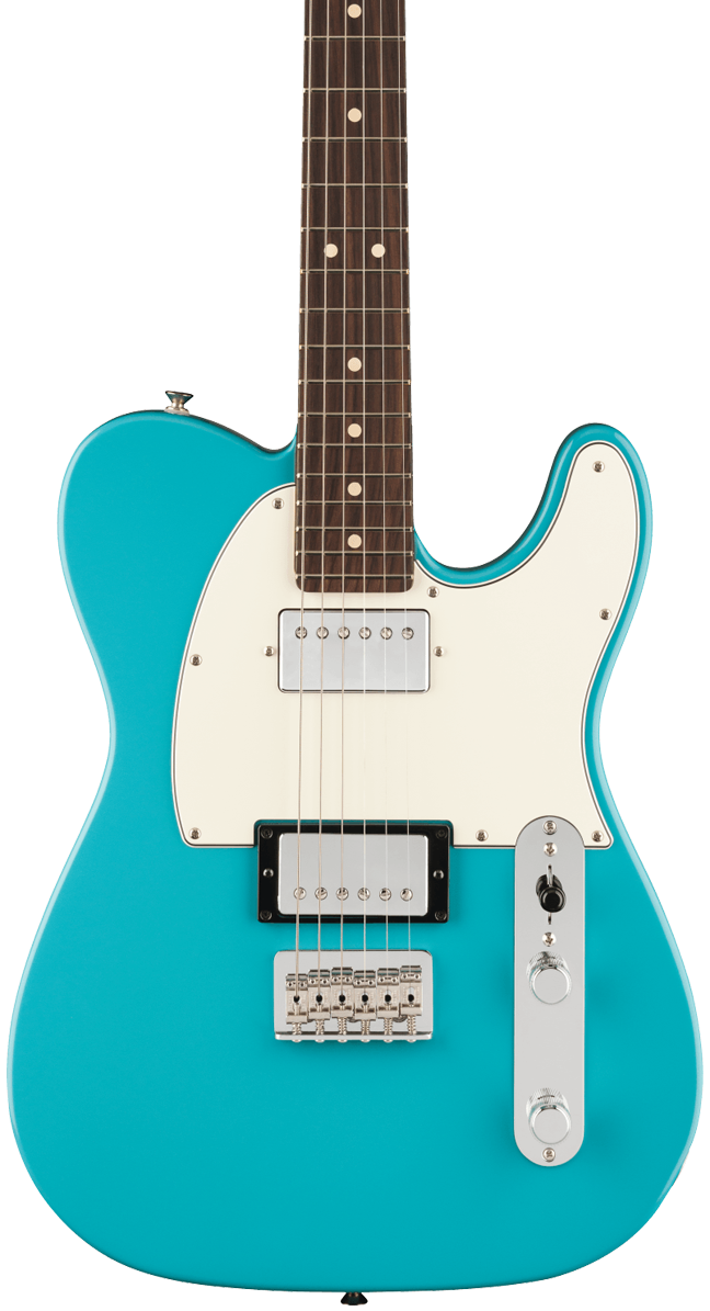 Front of Fender Player II Telecaster HH Rosewood Fingerboard Aquatone Blue.
