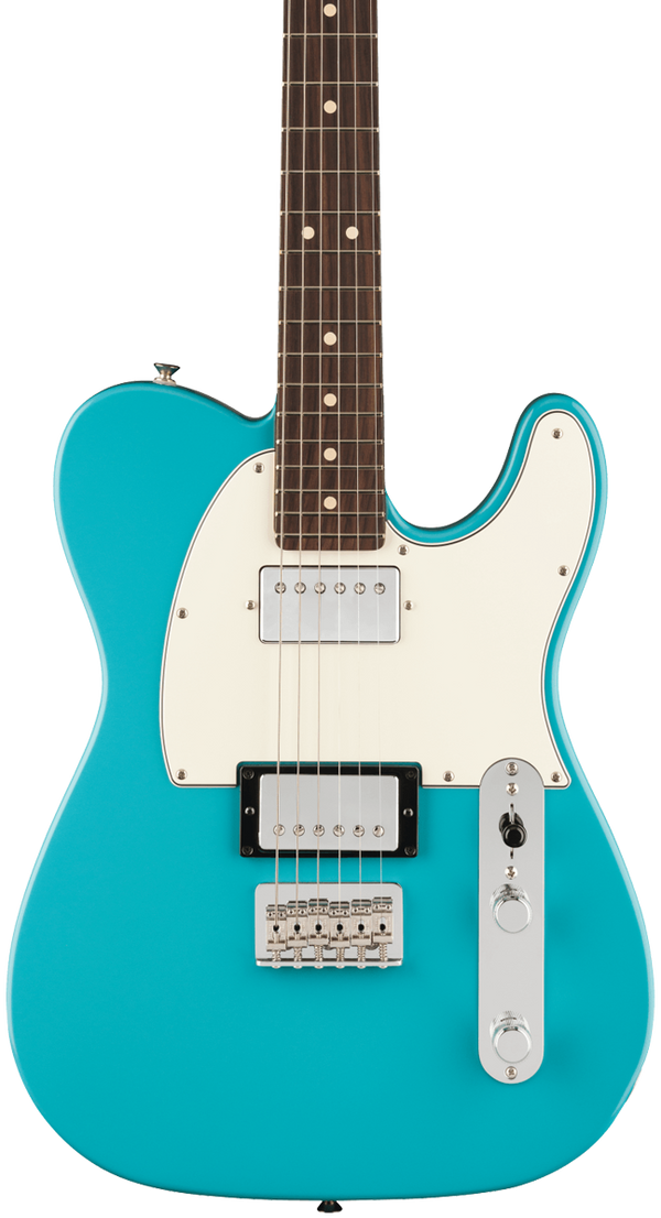 Front of Fender Player II Telecaster HH Rosewood Fingerboard Aquatone Blue.