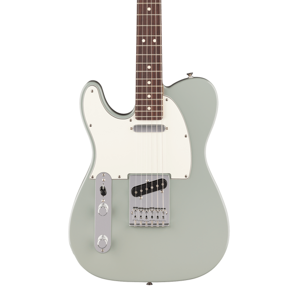 Front of Fender Player II Telecaster Left-Hand Rosewood Cactus Gray.