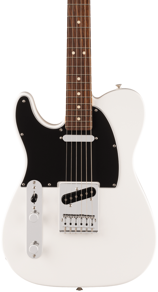 Front of Fender Player II Telecaster Left-Hand Rosewood Fingerboard Polar White.