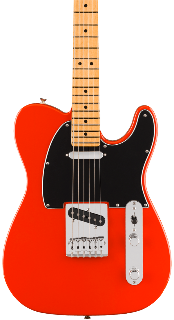 Front of Fender Player II Telecaster Maple Fingerboard Coral Red.