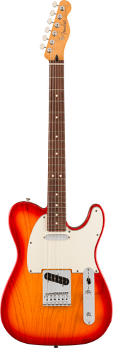 Full frontal of Fender Player II Telecaster Rosewood Fingerboard Aged Cherry Burst.