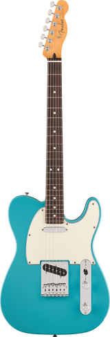 Full frontal of Fender Player II Telecaster Rosewood Fingerboard Aquatone Blue.