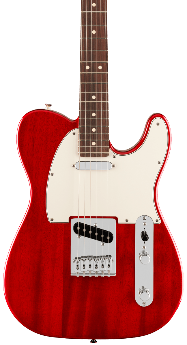 Front of Fender Player II Telecaster Rosewood Fingerboard Transparent Cherry.