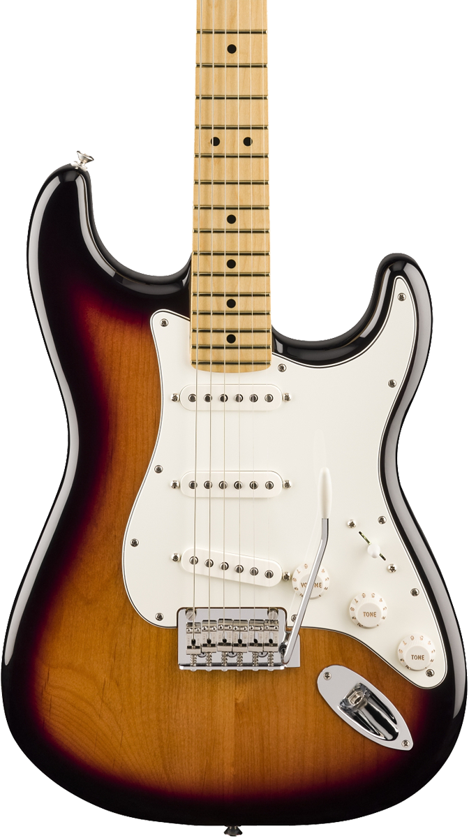 Front of Fender Player Stratocaster MP Anniversary 2-Color Sunburst.