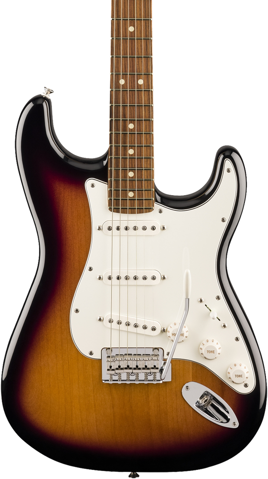 Front of Fender Player Stratocaster PF Anniversary 2-Color Sunburst.