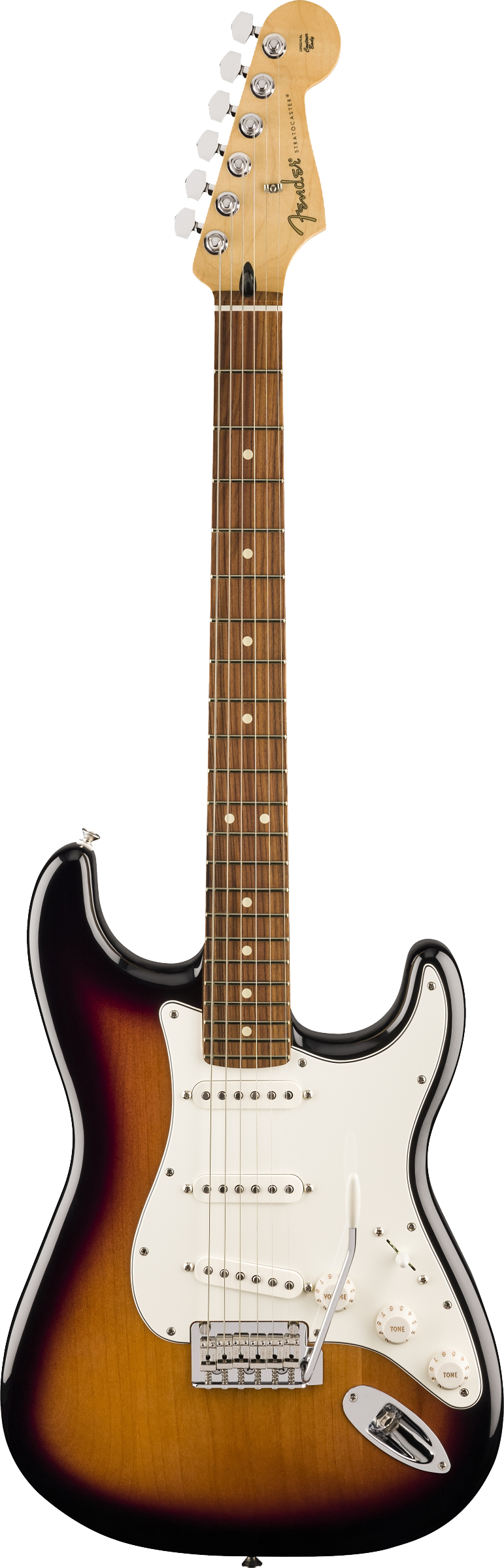 Full frontal of Fender Player Stratocaster PF Anniversary 2-Color Sunburst.