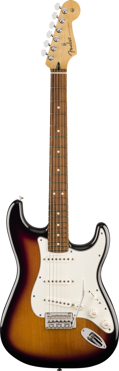 Full frontal of Fender Player Stratocaster PF Anniversary 2-Color Sunburst.