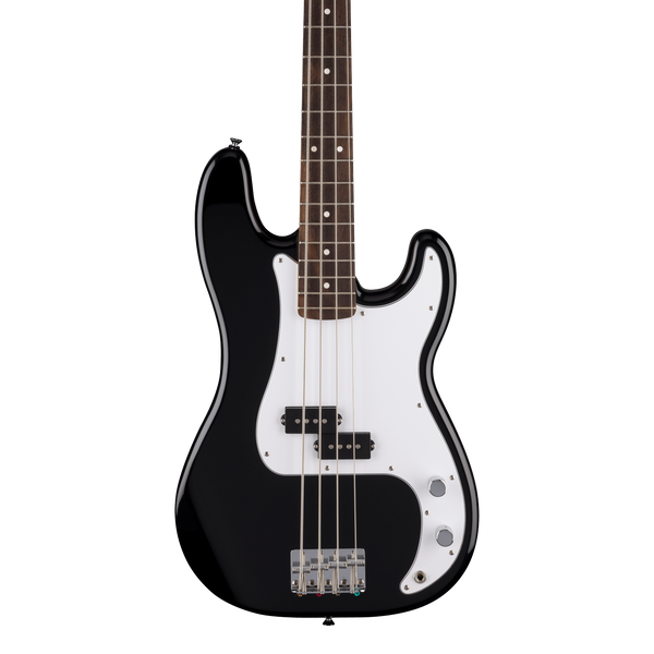 Front of Fender Standard Precision Bass Laurel White Pickguard Black.