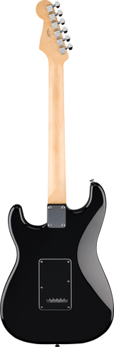 Back of Fender Standard Stratocaster HSS Laurel Black Pickguard Black.
