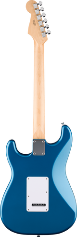 Back of Fender Standard Stratocaster HSS MP White Pickguard Aqua Marine Metallic.