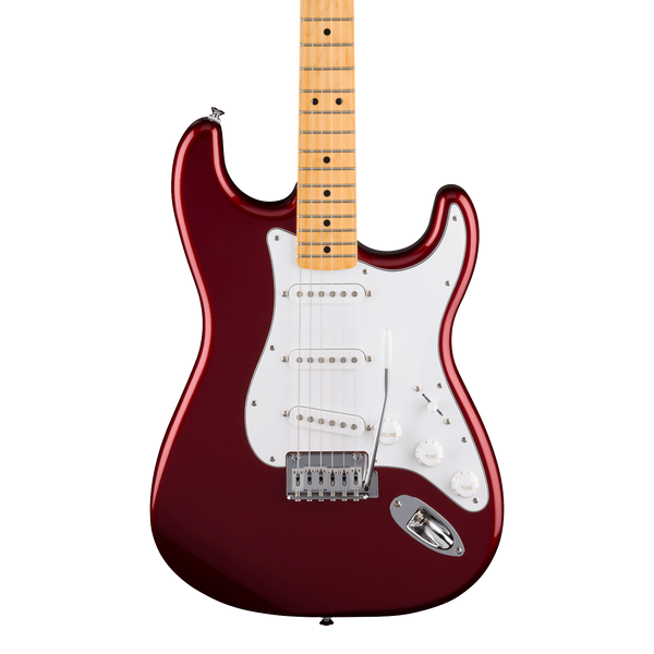 Front of Fender Standard Stratocaster MP White Pickguard Candy Cola.