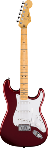 Full frontal of Fender Standard Stratocaster MP White Pickguard Candy Cola.