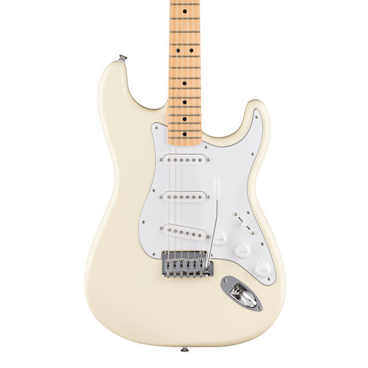 Front of Fender Standard Stratocaster MP White Pickguard Olympic White.