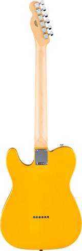 Back of Fender Standard Telecaster MP Black Pickguard Butterscotch Blonde.