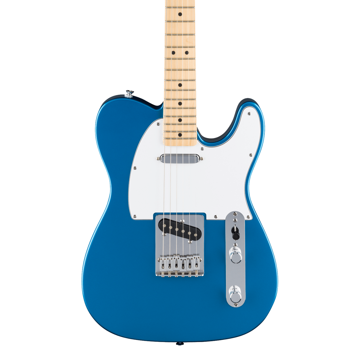 Front of Fender Standard Telecaster MP White Pickguard Aqua Marine Metallic.