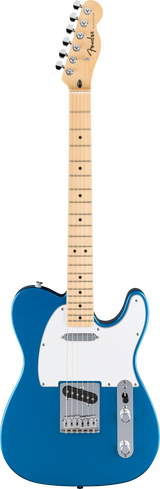 Full frontal of Fender Standard Telecaster MP White Pickguard Aqua Marine Metallic.