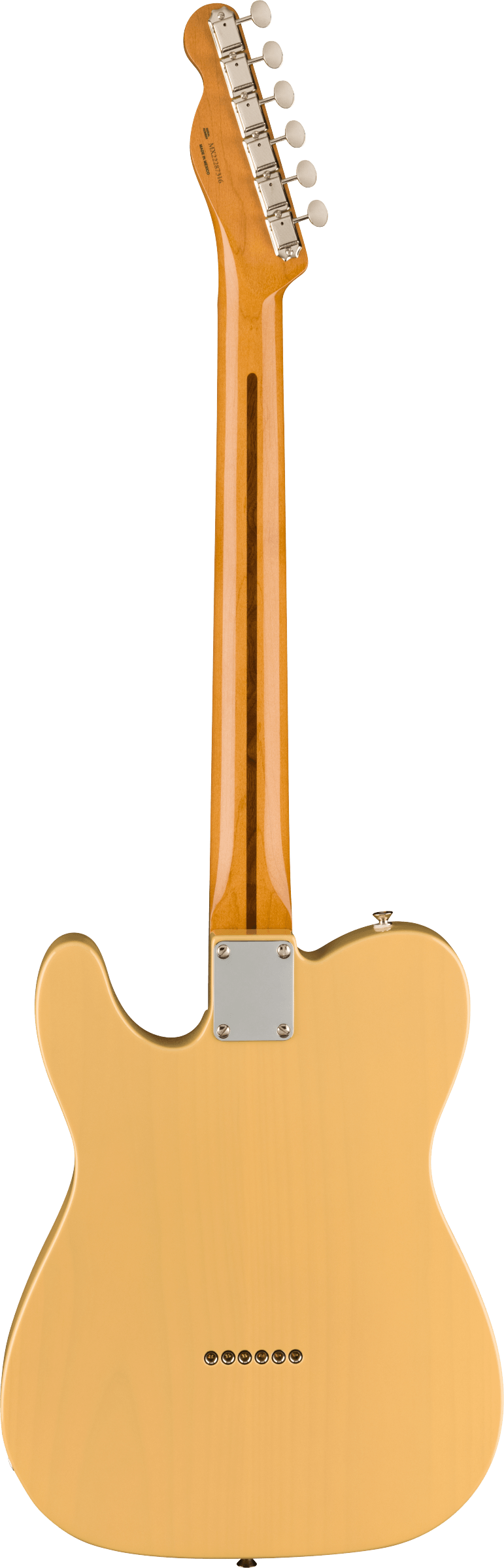 Back of Fender Vintera II 50s Nocaster MP Blackguard Blonde.