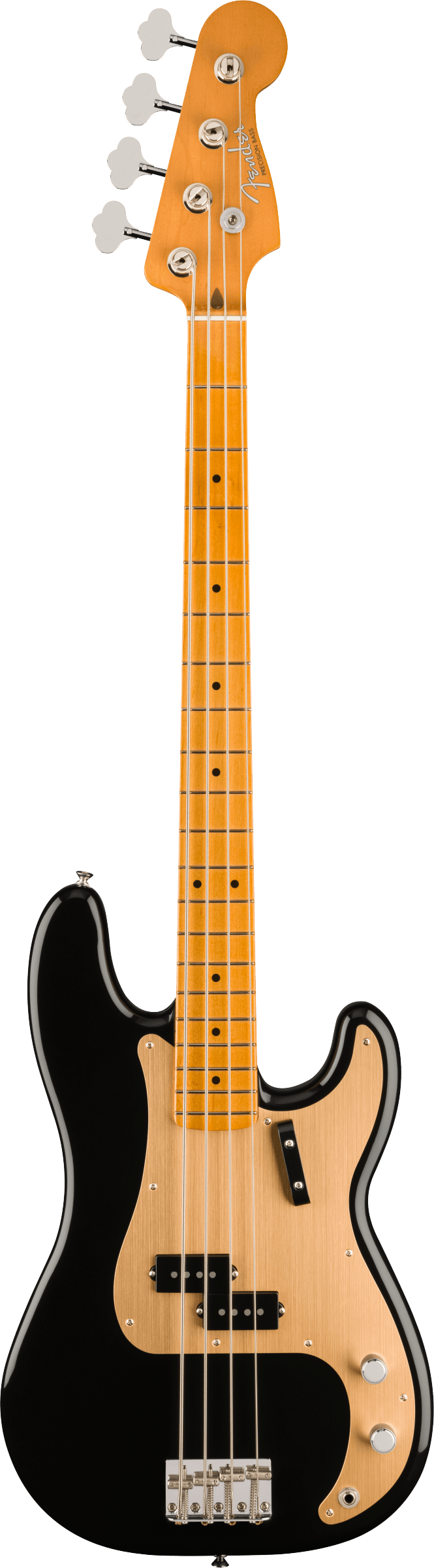 Full frontal of Fender Vintera II 50s Precision Bass MP Black.
