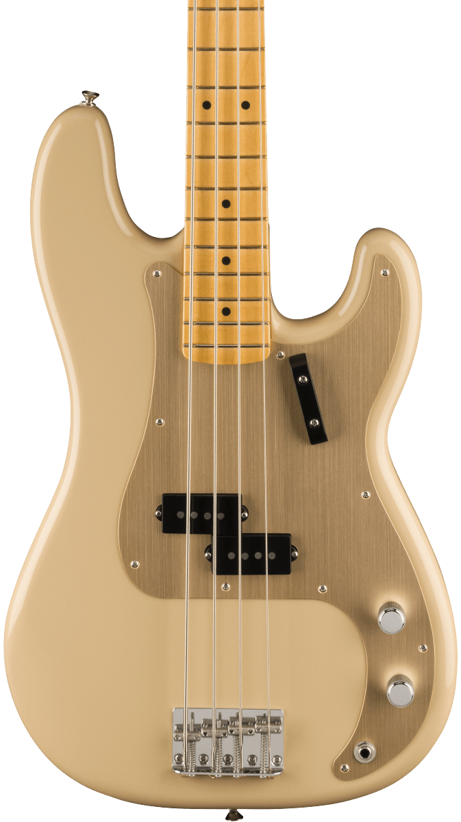 Front of Fender Vintera II 50s Precision Bass MP Desert Sand.