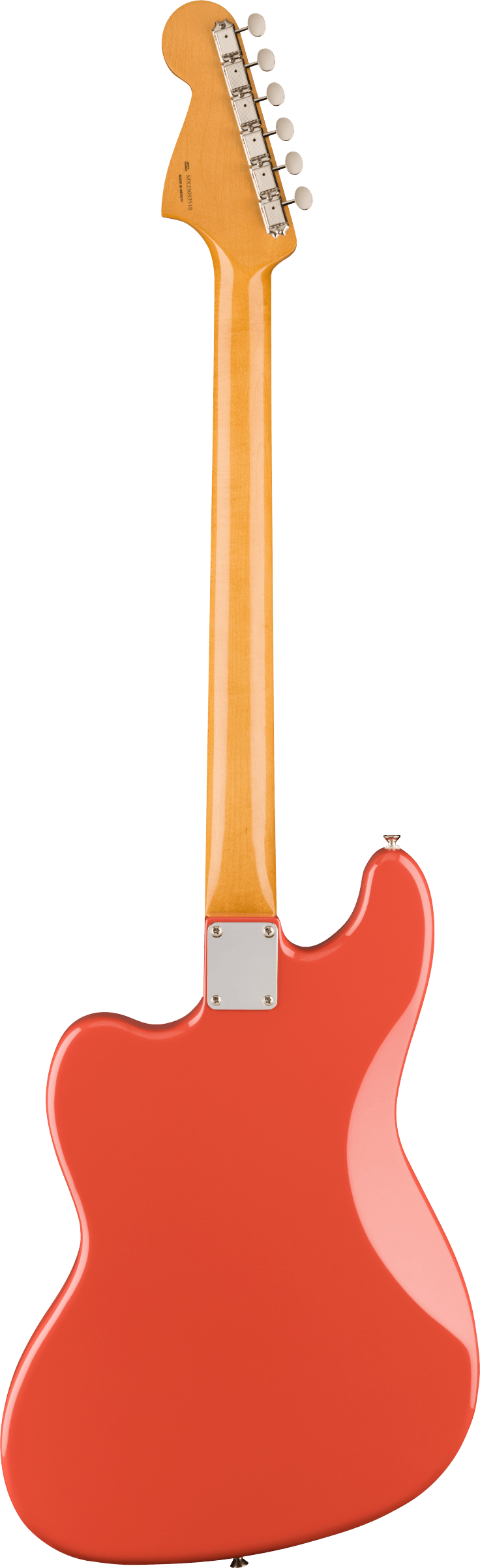 Back of Fender Vintera II 60s Bass VI RW Fiesta Red.