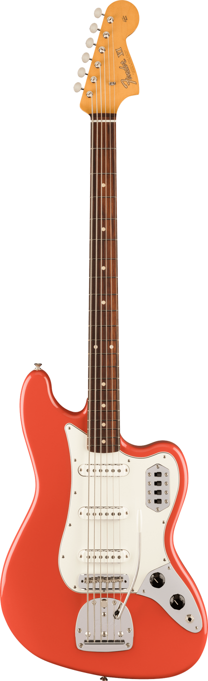 Full frontal of Fender Vintera II 60s Bass VI RW Fiesta Red.