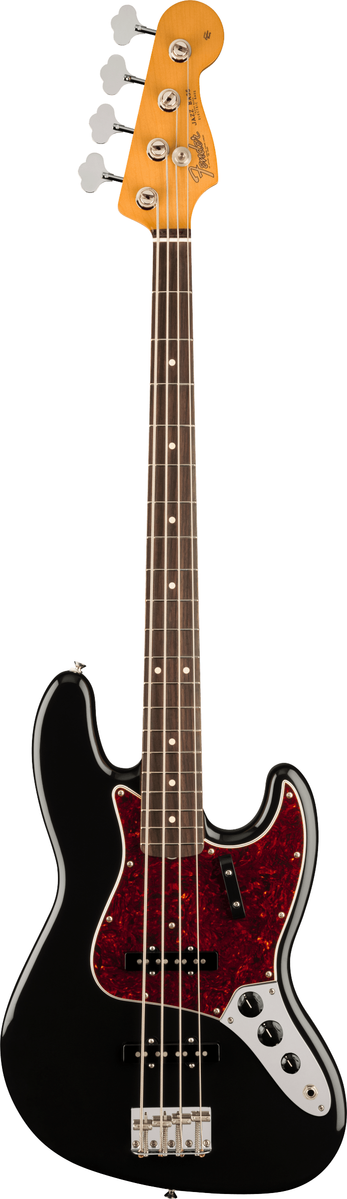 Full frontal of Fender Vintera II 60s Jazz Bass RW Black.