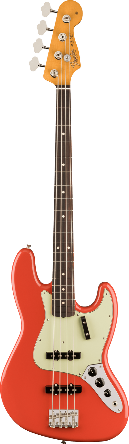Full frontal of Fender Vintera II 60s Jazz Bass RW Fiesta Red.