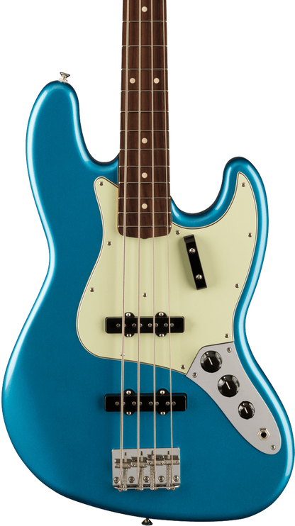 Front of Fender Vintera II 60s Jazz Bass RW Lake Placid Blue.