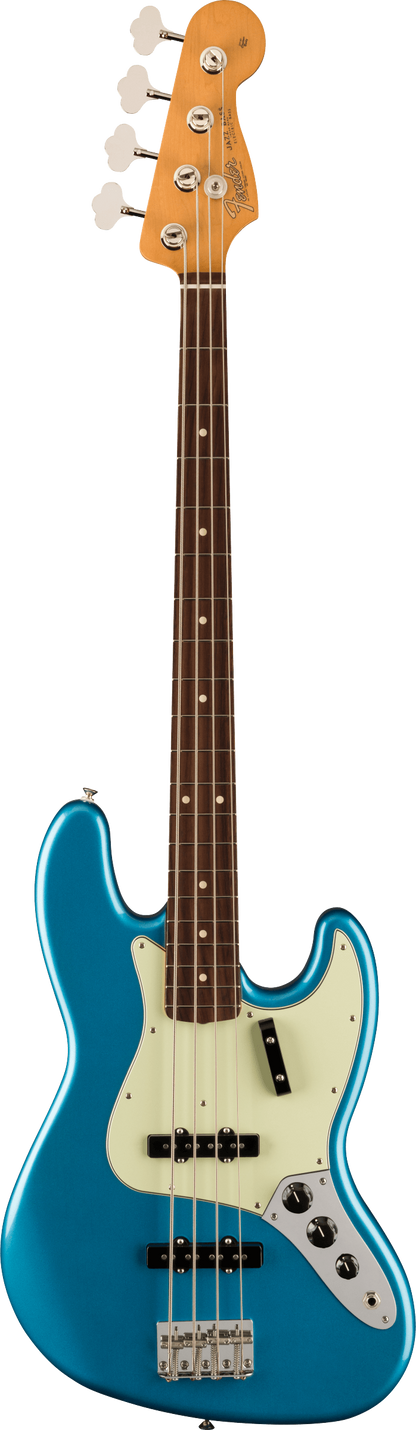 Full frontal of Fender Vintera II 60s Jazz Bass RW Lake Placid Blue.