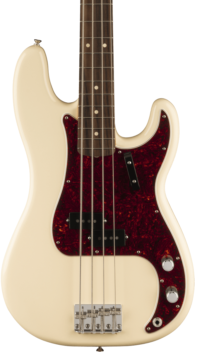 Front of Fender Vintera II 60s Precision Bass RW Olympic White.