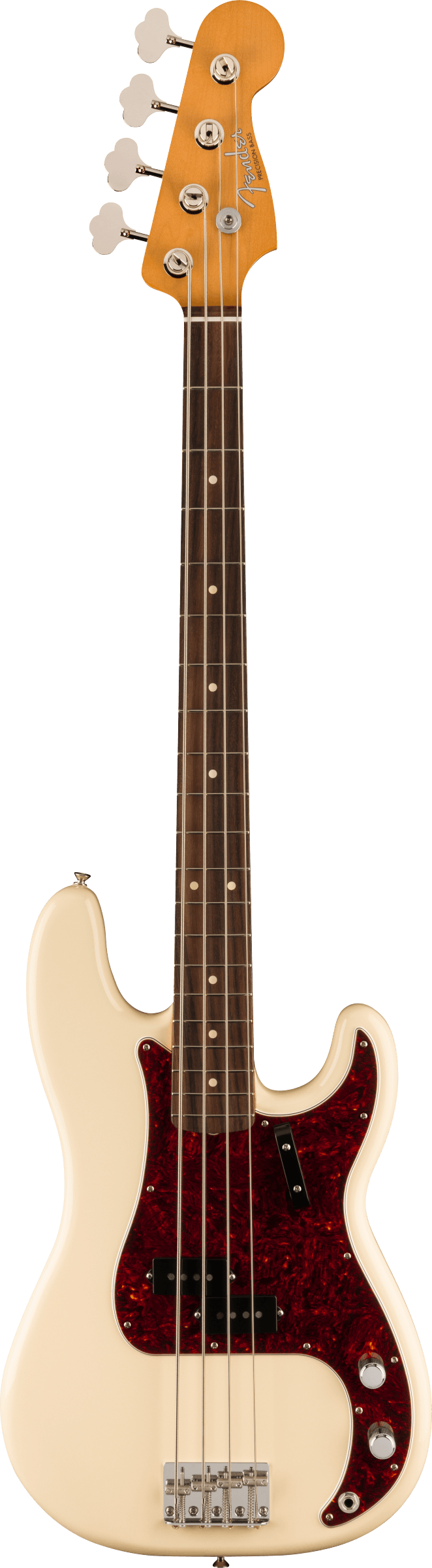 Full frontal of Fender Vintera II 60s Precision Bass RW Olympic White.
