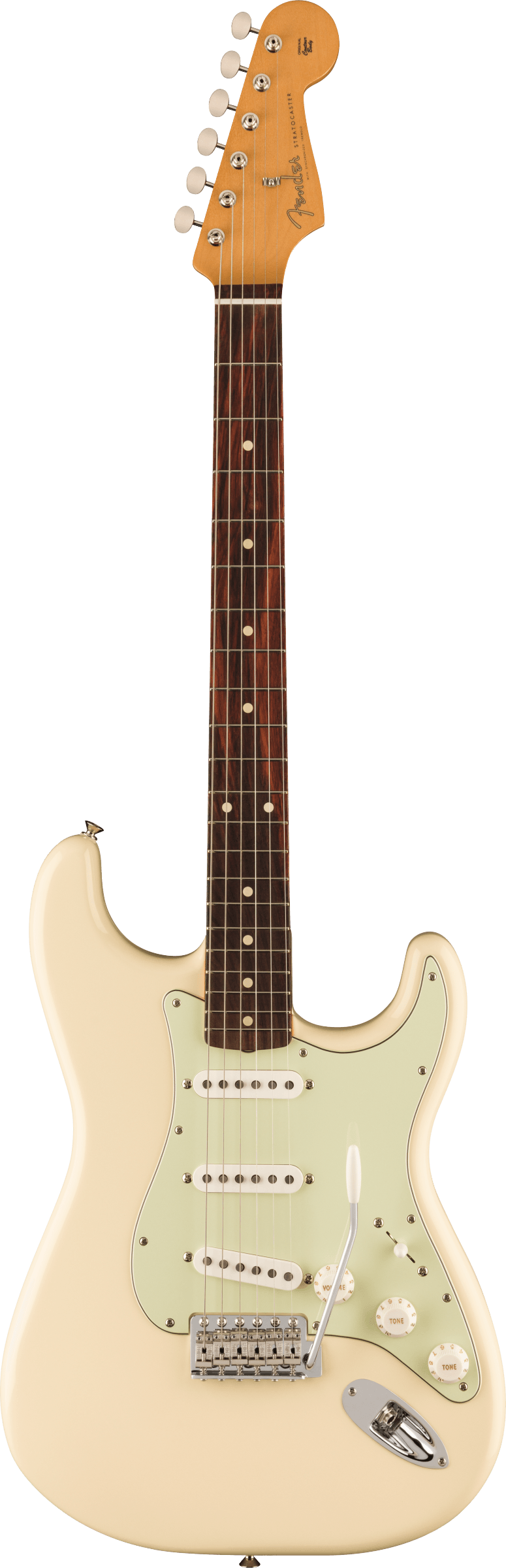 Full frontal of Fender Vintera II 60s Stratocaster RW Olympic White.