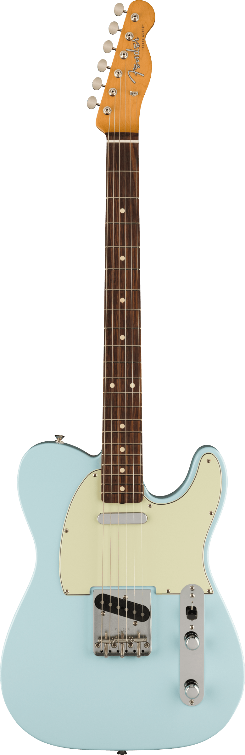 Full frontal of Fender Vintera II 60s Telecaster RW Sonic Blue.