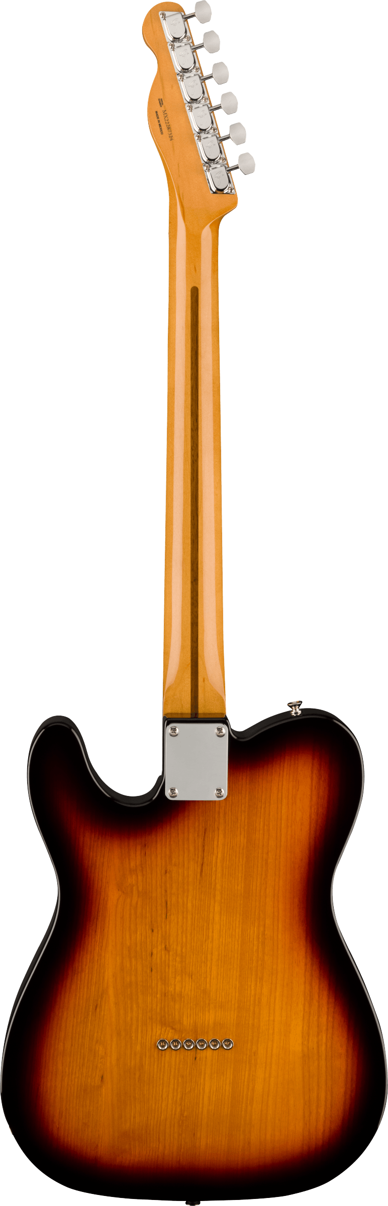 Back of Fender Vintera II 60s Telecaster Thinline MP 3-Color Sunburst.