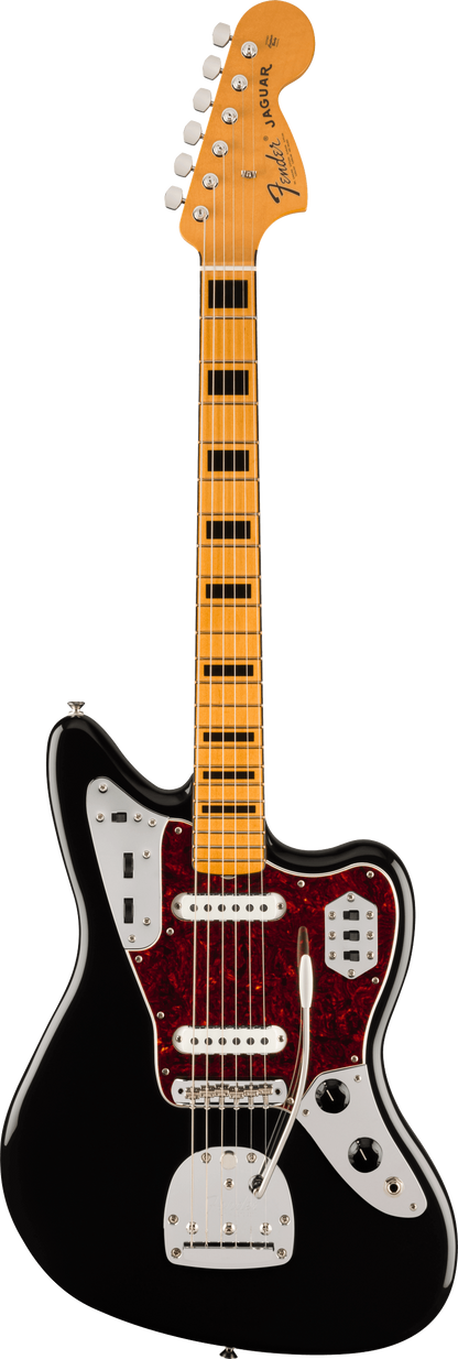 Full frontal of Fender Vintera II 70s Jaguar MP Black.