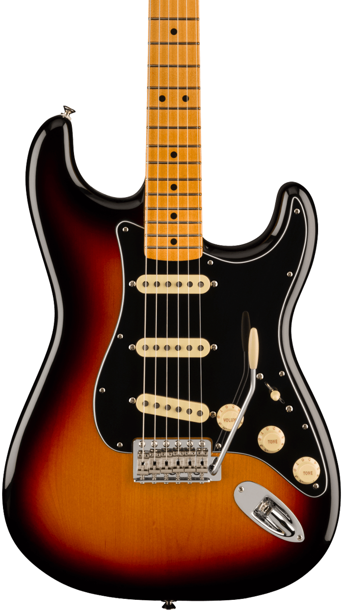Front of Fender Vintera II 70s Stratocaster MP 3-Color Sunburst.