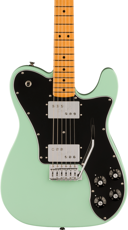 Front of Fender Vintera II 70s Telecaster Deluxe with Tremolo MP Surf Green.