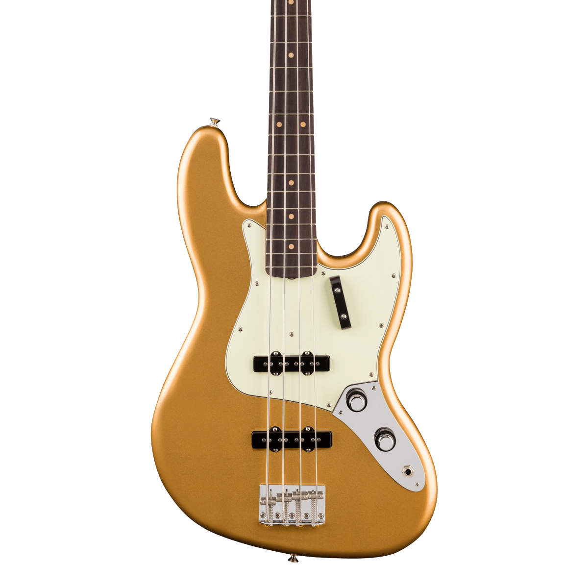 Full frontal of Fender Vintera III Early '60s Jazz Bass Rosewood Aztec Gold.