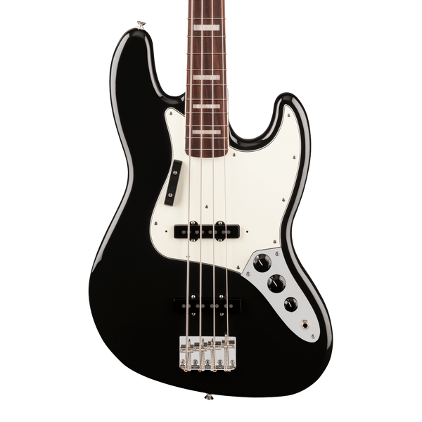 Front of Fender Vintera III Early '70s Jazz Bass Rosewood Black.