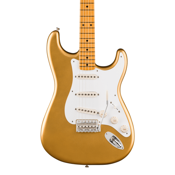 Front of Fender Vintera III Late '50s Stratocaster Maple Aztec Gold.
