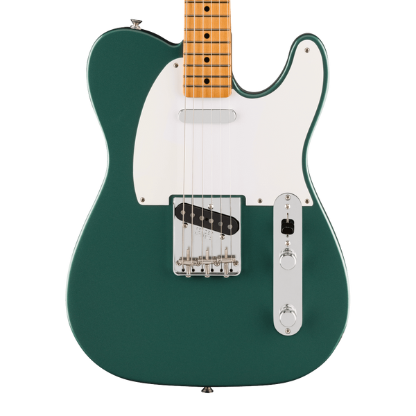 Front of Fender Vintera III Late '50s Telecaster Maple Sherwood Green Metallic.