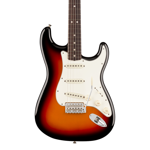 Front of Fender Vintera III Late '60s Stratocaster Rosewood 3-Color Sunburst.